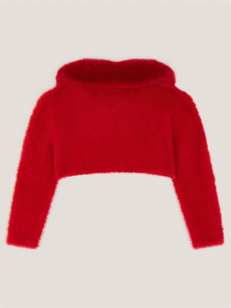 Monsoon Red Baby Detachable Collar Fuzzy Cardigan - Image 2 of 3 Monsoon Red Baby Detachable Collar Fuzzy Cardigan - Image 2 of 3