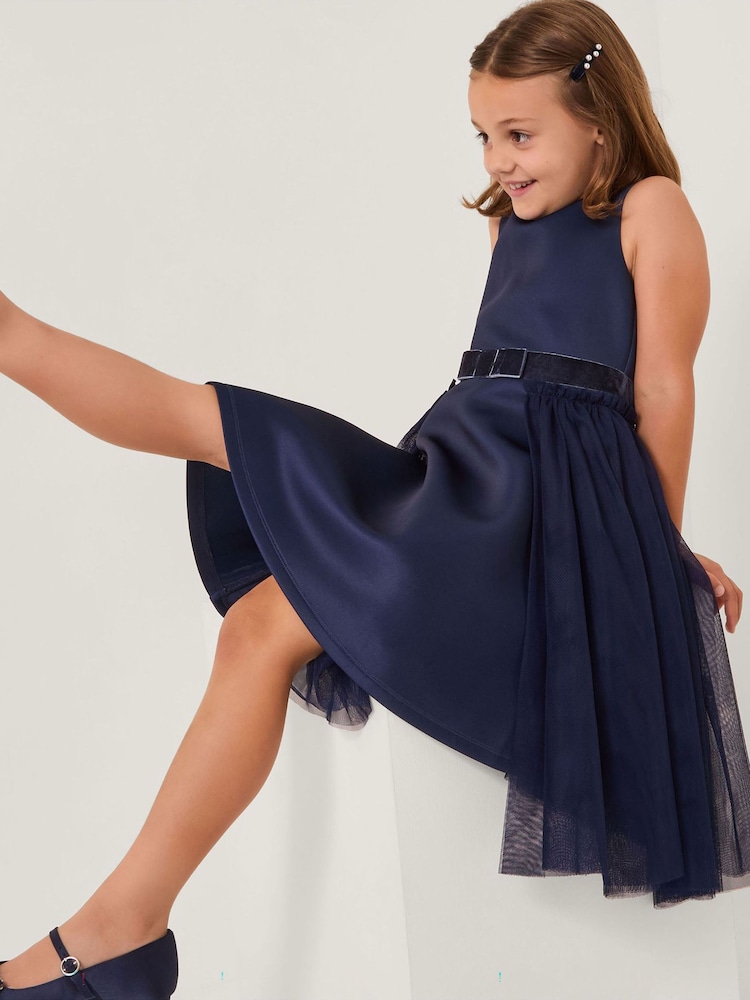 Monsoon Blue Lucille Scuba Bow Party Dress - Image 1 of 4