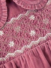 Monsoon Pink Baby Floral Embroidered Velvet Dress - Image 3 of 3