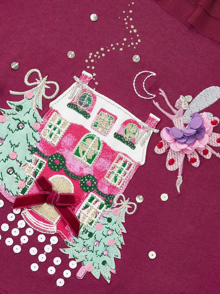 Monsoon Red Christmas House Embellished Long Sleeve Top - Image 4 of 4 Monsoon Red Christmas House Embellished Long Sleeve Top - Image 4 of 4