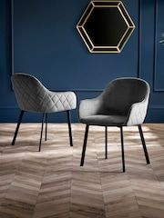 Julian Bowen Set of 2 Grey Lima Dining Chairs - Image 1 of 6