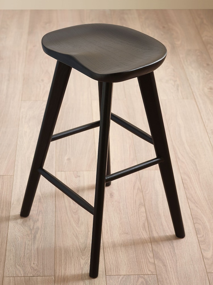 Julian Bowen Black Mulu Solid Oak Bar Stool - Image 2 of 5 Julian Bowen Black Mulu Solid Oak Bar Stool - Image 2 of 5