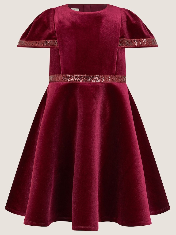 Monsoon Red Viola Sequin Velvet Party Dress - Image 2 of 4 Monsoon Red Viola Sequin Velvet Party Dress - Image 2 of 4