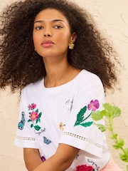 Elfenbeingarten der Blumen - Accessoire - Love & Roses Jersey-T-Shirt mit Stickerei und Rundhalsausschnitt - Bild 4 von 5