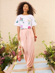 Elfenbeingarten der Blumen - Accessoire - Love & Roses Jersey-T-Shirt mit Stickerei und Rundhalsausschnitt - Bild 5 von 5