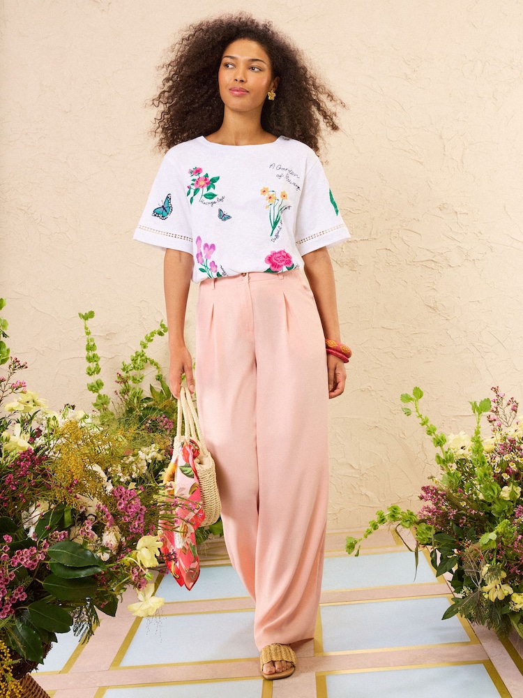 Elfenbeingarten der Blumen - Accessoire - Love & Roses Jersey-T-Shirt mit Stickerei und Rundhalsausschnitt - Bild 5 von 5