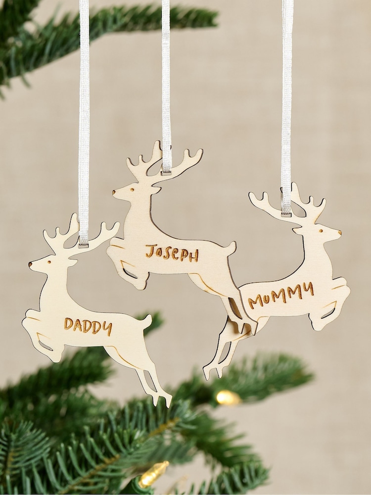 Wooden Reindeer Christmas Decoration Set by No Ordinary Gift - Image 1 of 1 Wooden Reindeer Christmas Decoration Set by No Ordinary Gift - Image 1 of 1