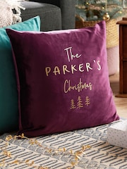 Personalised Family Christmas Velvet Cushion by No Ordinary Gift - Image 1 of 2