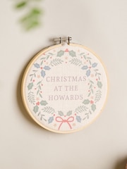 Personalised Christmas Wreath Linen Hoop by No Ordinary Gift - Image 1 of 1