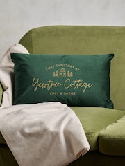Personalised New Home Christmas Velvet Cushion by No Ordinary Gift - Image 1 of 3