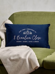 Personalised New Home Christmas Velvet Cushion by No Ordinary Gift - Image 2 of 3