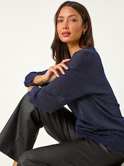 Roman Blue Relaxed Shimmer Jumper - Image 4 of 6