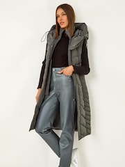 Roman Grey Chevron Quilted Hooded Gilet - Image 3 of 5