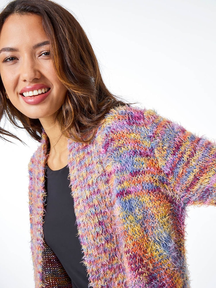 Roman Pink Fluffy Longline Cosy Cardigan - Image 2 of 5 Roman Pink Fluffy Longline Cosy Cardigan - Image 2 of 5