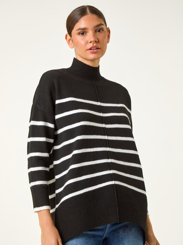 Roman Black Relaxed Stripe Soft Knit Jumper - Image 2 of 5