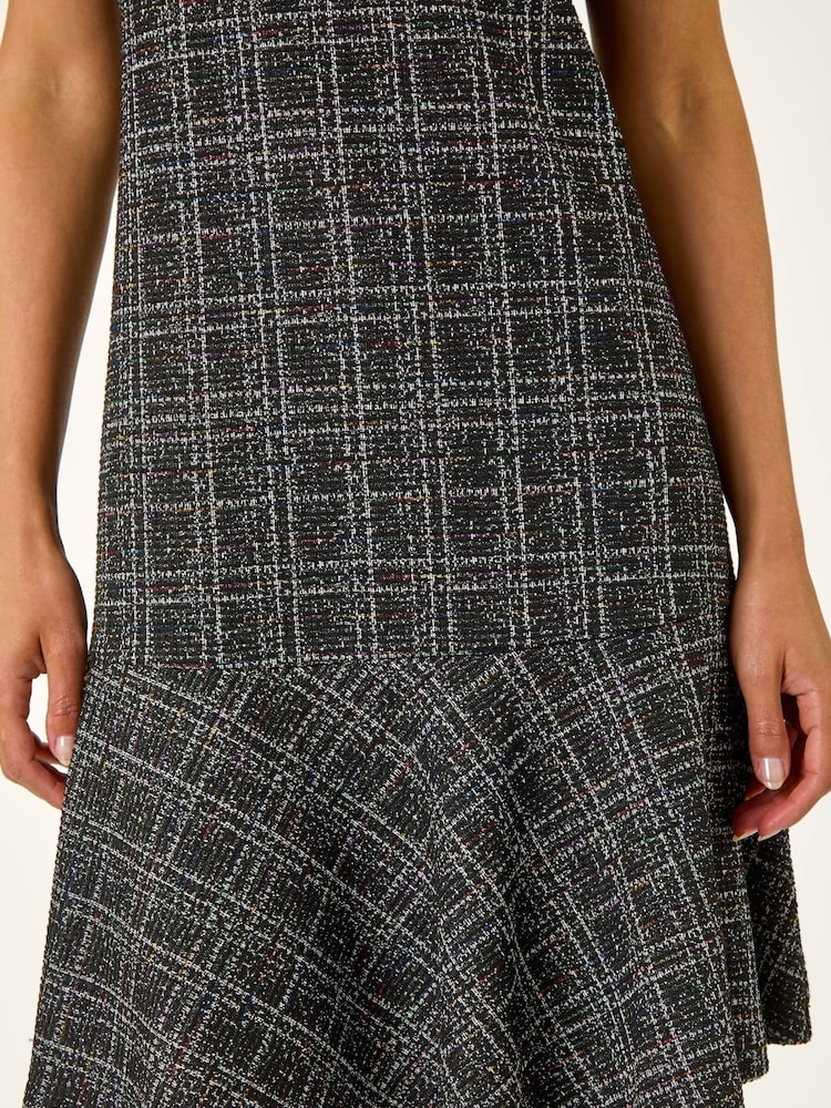 Roman Black Textured Frill Hem Stretch Dress - Image 5 of 5 Roman Black Textured Frill Hem Stretch Dress - Image 5 of 5