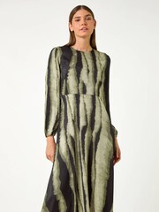Roman Green Shadow Stripe Print Midi Dress - Image 2 of 5