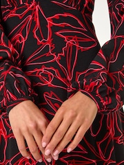 Roman Red Leaf Print Stretch Tea Dress - Image 5 of 5