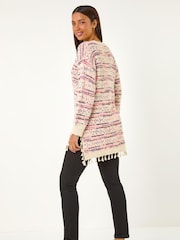 Roman Pink Boucle Fringe Hem Tunic Jumper - Image 2 of 5