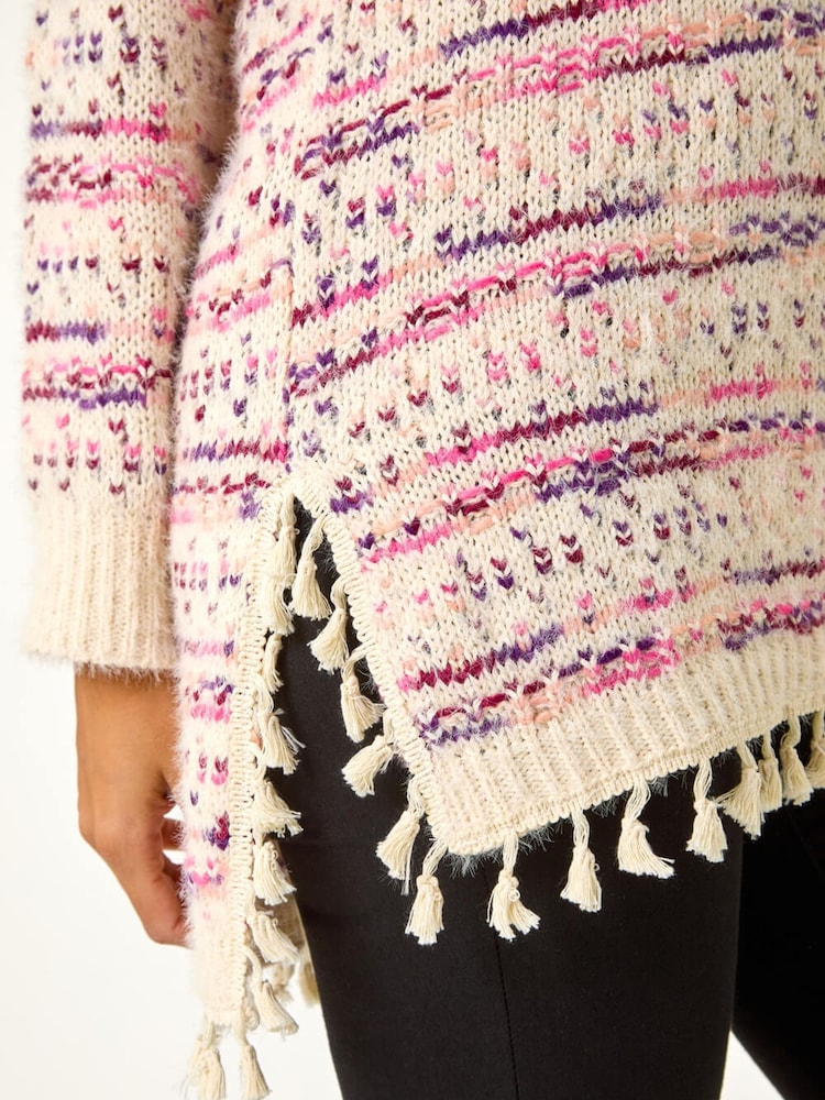 Roman Pink Boucle Fringe Hem Tunic Jumper - Image 5 of 5