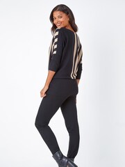 Roman Black Contrast Stripe Print Knit Jumper - Image 2 of 5