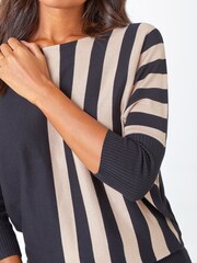 Roman Black Contrast Stripe Print Knit Jumper - Image 4 of 5