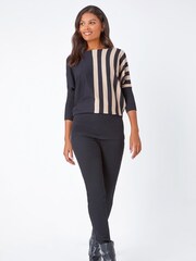 Roman Black Contrast Stripe Print Knit Jumper - Image 5 of 5