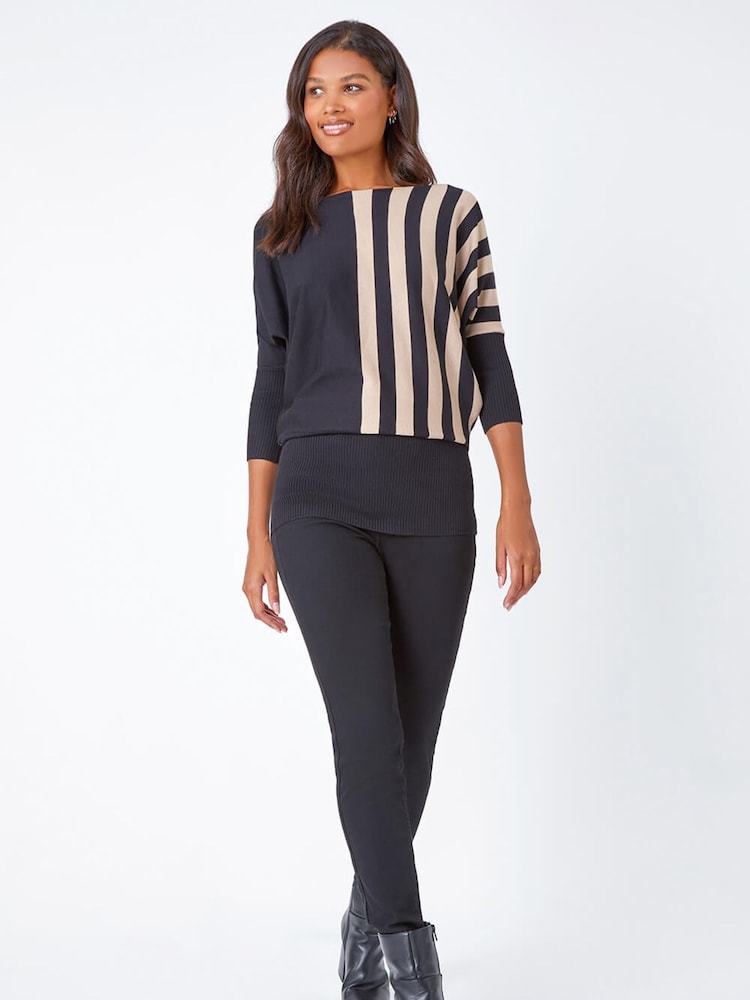 Roman Black Contrast Stripe Print Knit Jumper - Image 5 of 5