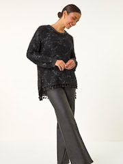 Roman Fluffy Knit Fringe Hem Jumper - Slika 4 iz 5