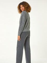 Roman Grey Sequin Detail High Neck Jumper - Image 3 of 7