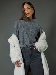 Roman Grey Sequin Detail High Neck Jumper - Image 4 of 7