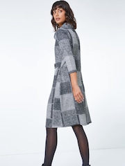 Roman Patchwork Cowl Neck Button Detail Dress - Slika 4 iz 4