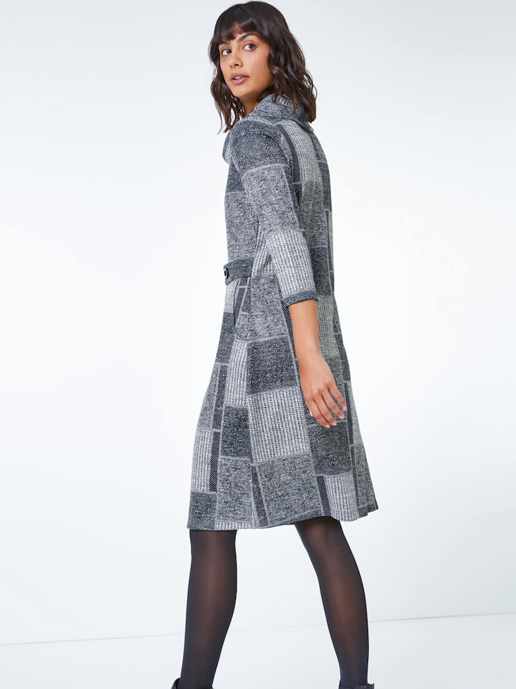 Roman Patchwork Cowl Neck Button Detail Dress - Slika 4 iz 4