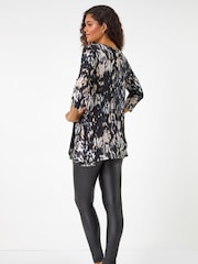 Roman Brown Abstract Print Tunic - Image 4 of 5