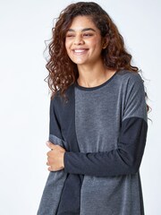 Roman Grey Colour Block Stretch Jumper Dress - Image 4 of 5