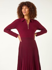 Roman Red Zip Detail Knitted Dress - Image 2 of 5