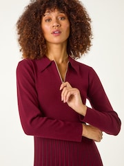 Roman Red Zip Detail Knitted Dress - Image 4 of 5