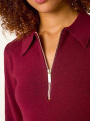 Roman Red Zip Detail Knitted Dress - Image 5 of 5