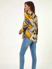 Roman Geometric Print Wrap Tunic Stretch Top - Slika 4 iz 5