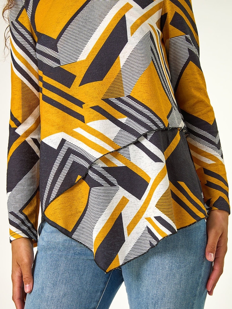 Roman Geometric Print Wrap Tunic Stretch Top - Slika 5 iz 5