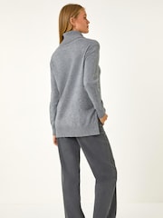 Roman Grey Soft Roll Neck Jumper - Image 2 of 5