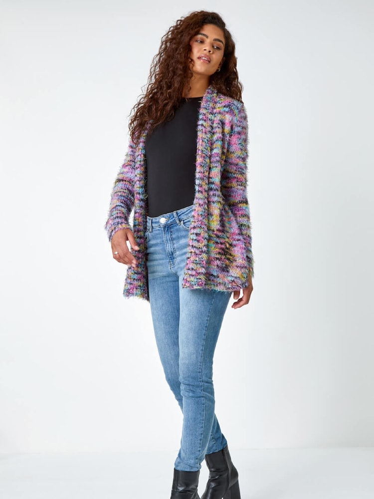 Roman Purple Fluffy Longline Cosy Cardigan - Image 2 of 5