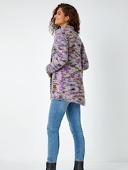 Roman Purple Fluffy Longline Cosy Cardigan - Image 3 of 5