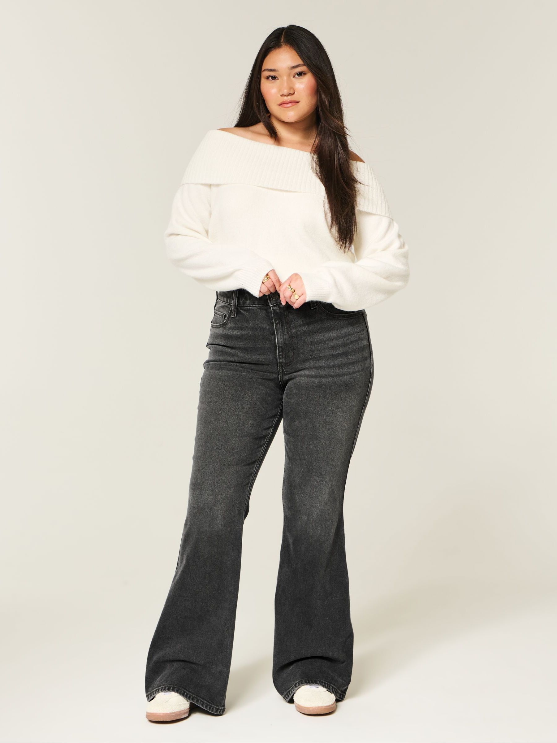 Buy Hollister Black High Rise Flare Jeans from Next USA