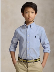 Polo Ralph Lauren White Striped Poplin Logo Shirt - Image 1 of 5