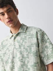Sage Green Craft Textured Short Sleeve Polo Shirts - Image 1 of 3