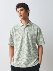 Sage Green Craft Textured Short Sleeve Polo Shirts - Image 4 of 8