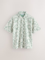 Sage Green Craft Textured Short Sleeve Polo Shirts - Image 6 of 8