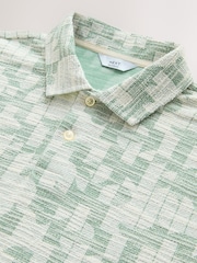 Sage Green Craft Textured Short Sleeve Polo Shirts - Image 8 of 8