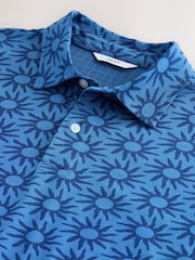 Cobalt Short Sleeve Button Neck Pattern Polo Shirt - Image 6 of 7
